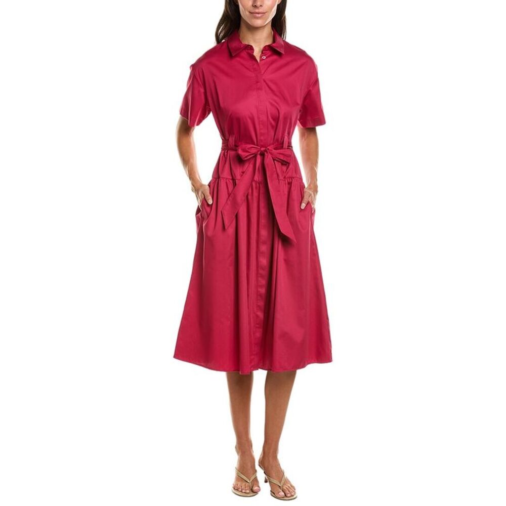 Brooks Brothers Womens Belted Shirtdress, Red